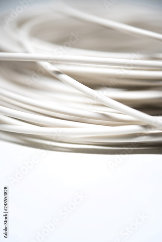 white coaxial cable on a white background
