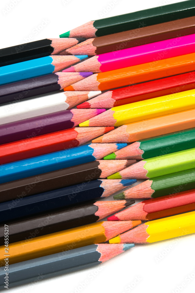 Fototapeta premium Colorful pencils on white background