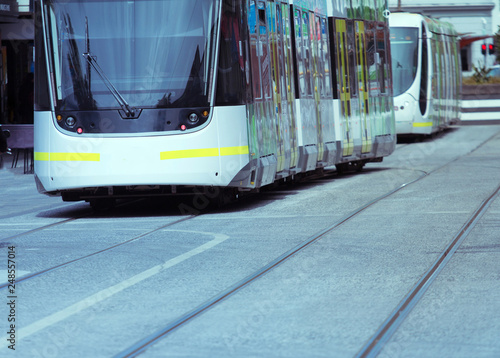 Modern tram in Melbourne Australia