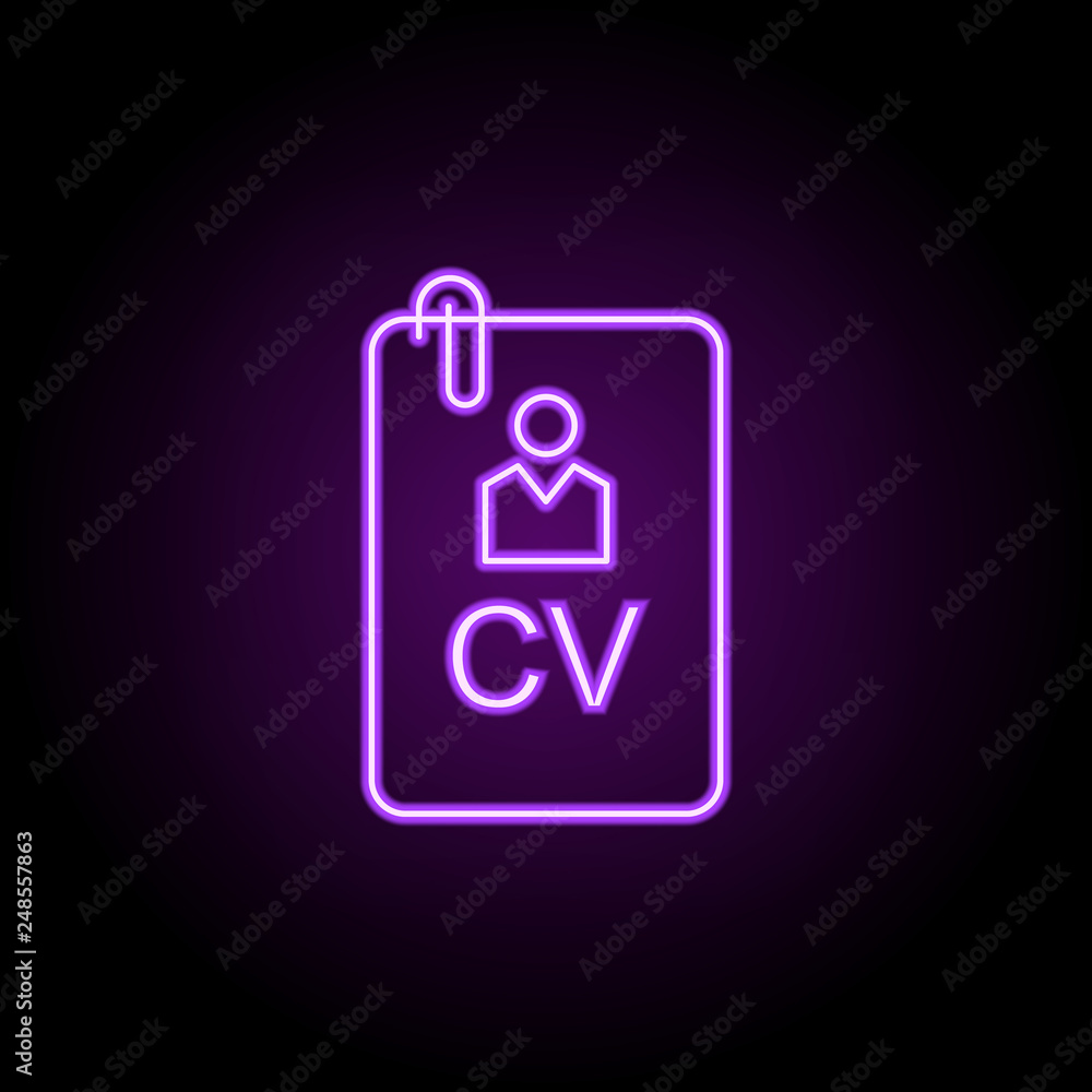 curriculum vitae line icon. Elements of web in neon style icons. Simple icon for websites, web design, mobile app, info graphics curriculum vitae line icon. Elements of web in neon style icons. Simple icon for websites, web design, mobile app, info graphics