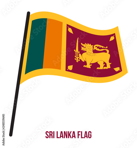 Sri Lanka Flag Waving Vector Illustration on White Background. Sri Lanka National Flag.