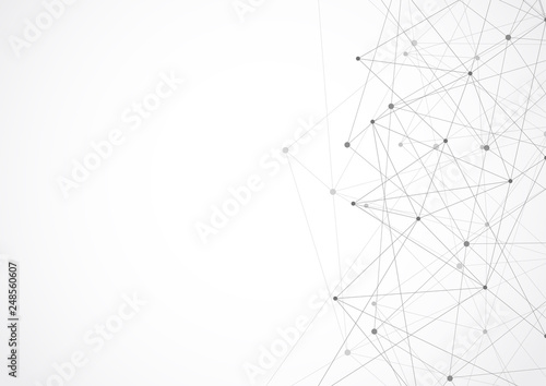 Abstract geometric connecting dots and lines. Connection science and Digital technology background. Molecular structure and communication. Vector illustration