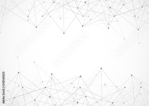 Abstract geometric connecting dots and lines. Connection science and Digital technology background. Molecular structure and communication. Vector illustration