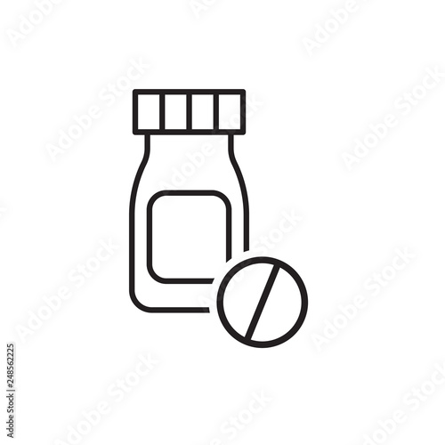 Simple icon of aspirin, drug, or medicine pills. Flat linear icon