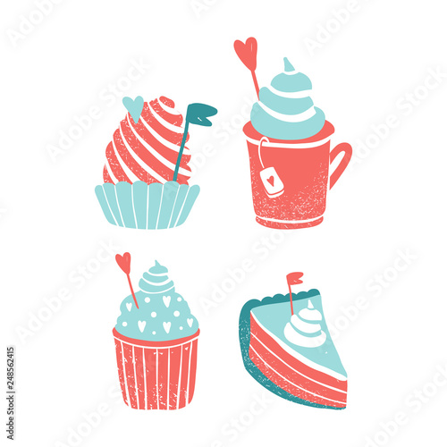 Clipart for Valentine's day and wedding. Cute sweets. Love theme