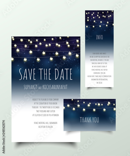 Set of invitation cards with light bulb.