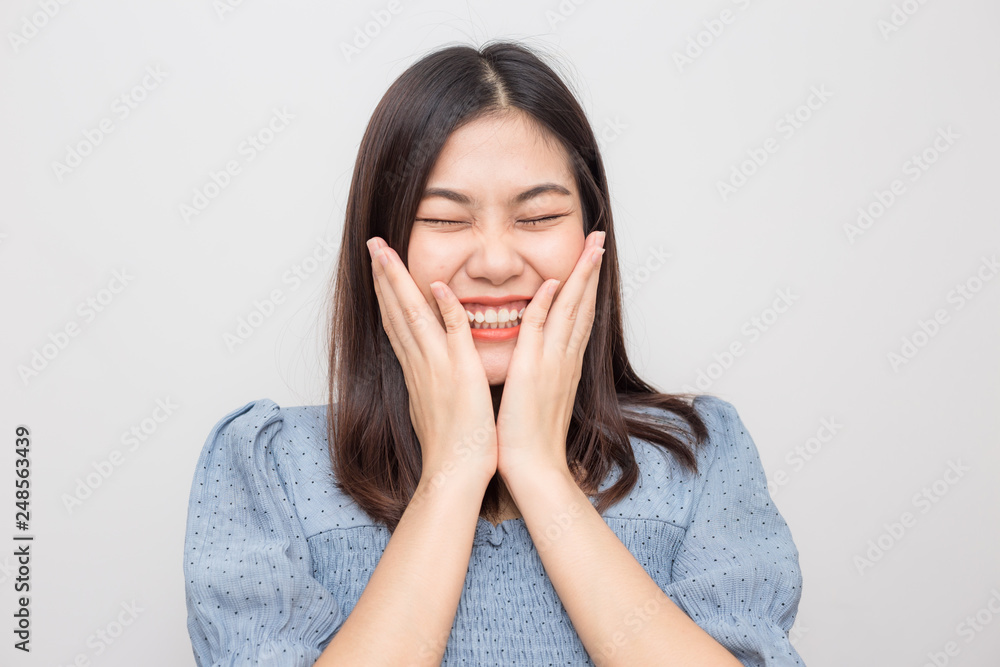 Laughing of beautiful asian women on white background Laughing of beautiful asian women on white background