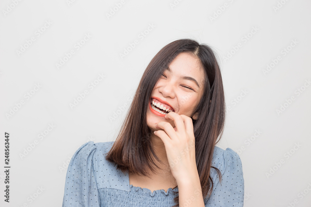 Laughing of beautiful asian women on white background Laughing of beautiful asian women on white background