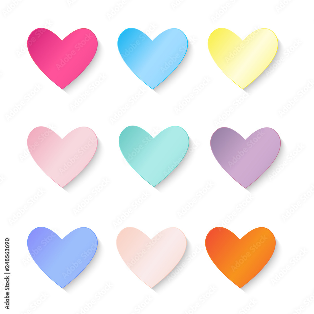 Set of Colorful paper heart