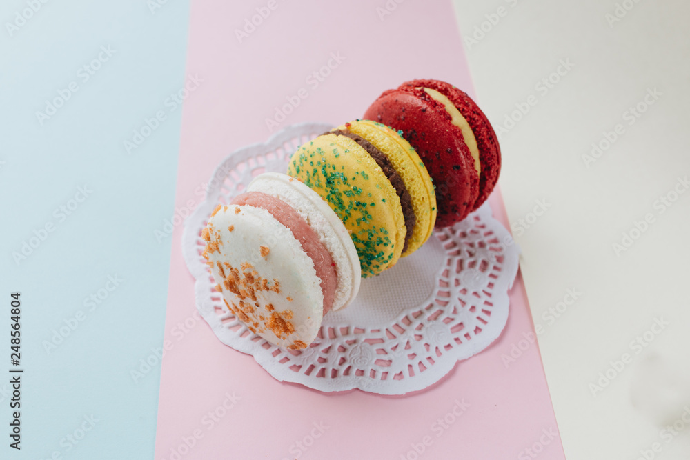 Composition of delicious bright macaroons , sweet dessert Composition of delicious bright macaroons , sweet dessert