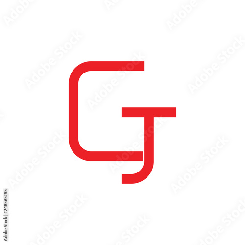 letters gj simple linked line logo vector