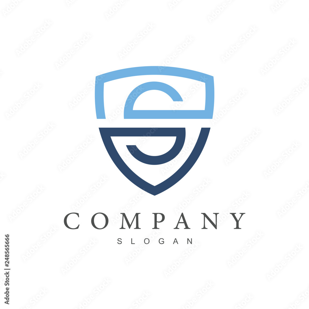 shield letter s mono line shape logo vector shield letter s mono line shape logo vector