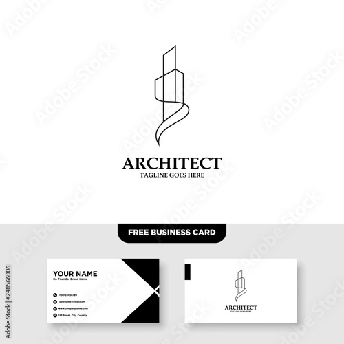 Architecture Company, construction, architect, vector logo template - Vector, Free Business Card