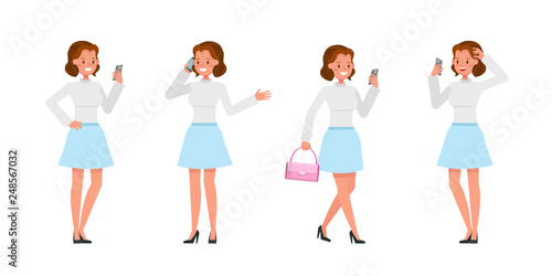 Business Woman showing different gestures character vector design. no9