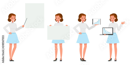 Business Woman showing different gestures character vector design. no10