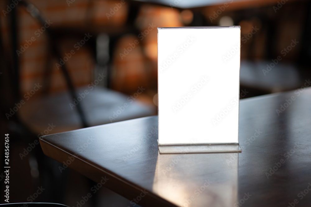 Stand Mock up Menu frame tent card blurred background design key visual layout Stand Mock up Menu frame tent card blurred background design key visual layout