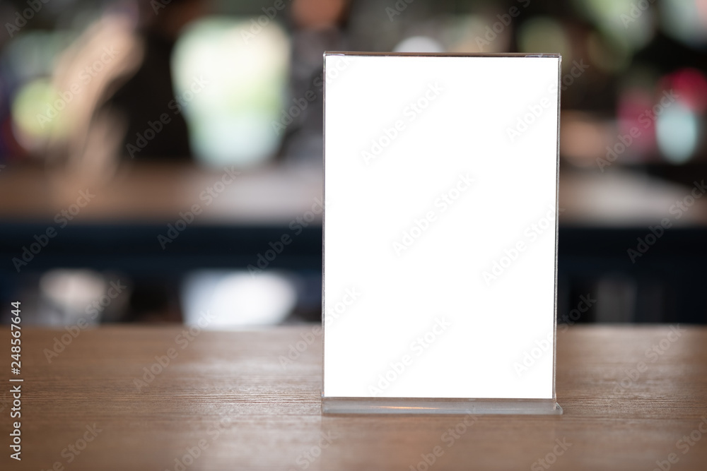 Stand Mock up Menu frame tent card blurred background design key visual layout Stand Mock up Menu frame tent card blurred background design key visual layout