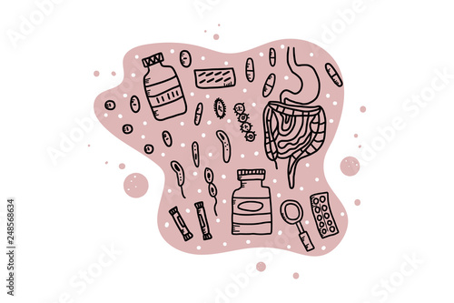 Probiotic vector concept illustration. Gut flora.