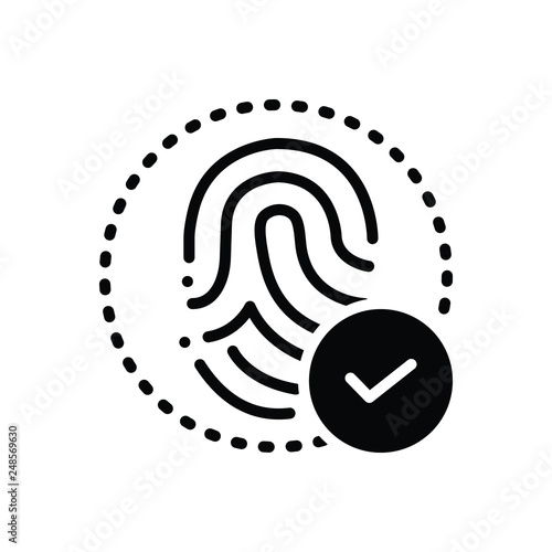Black solid icon for fingerprint matched 