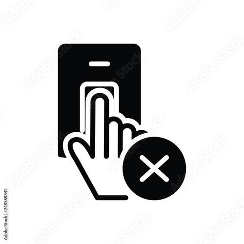 Black solid icon for rejected refused 