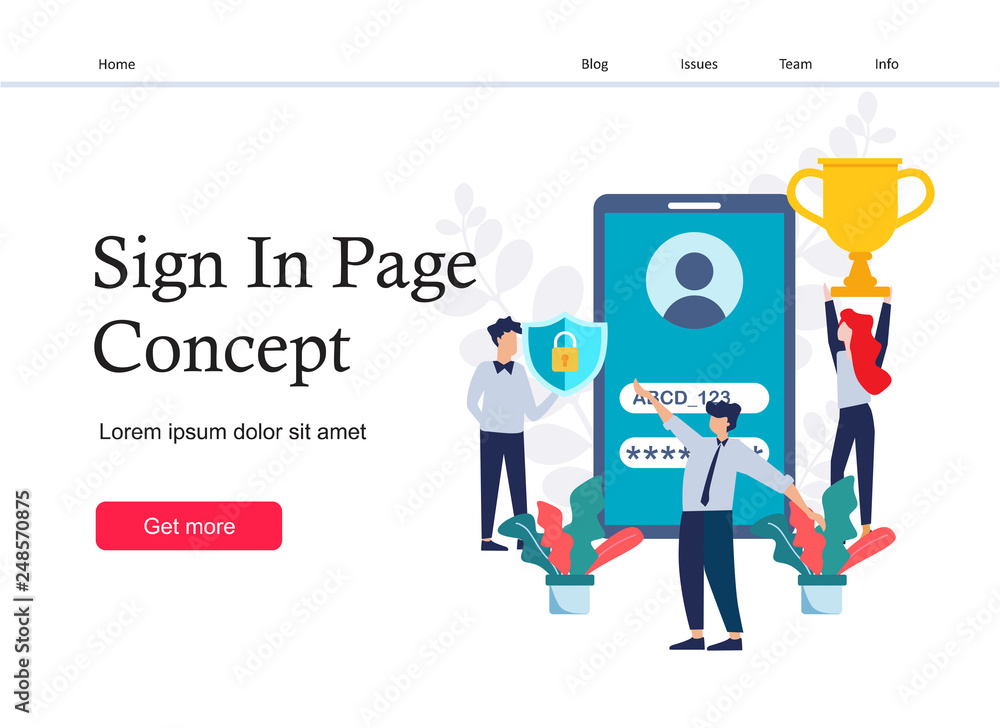 Concept Sign in page on mobile screen. Desktop computer with login form and sign in button for web page, banner, presentation, social media, documents, posters. Vector illustration, User account Concept Sign in page on mobile screen. Desktop computer with login form and sign in button for web page, banner, presentation, social media, documents, posters. Vector illustration, User account