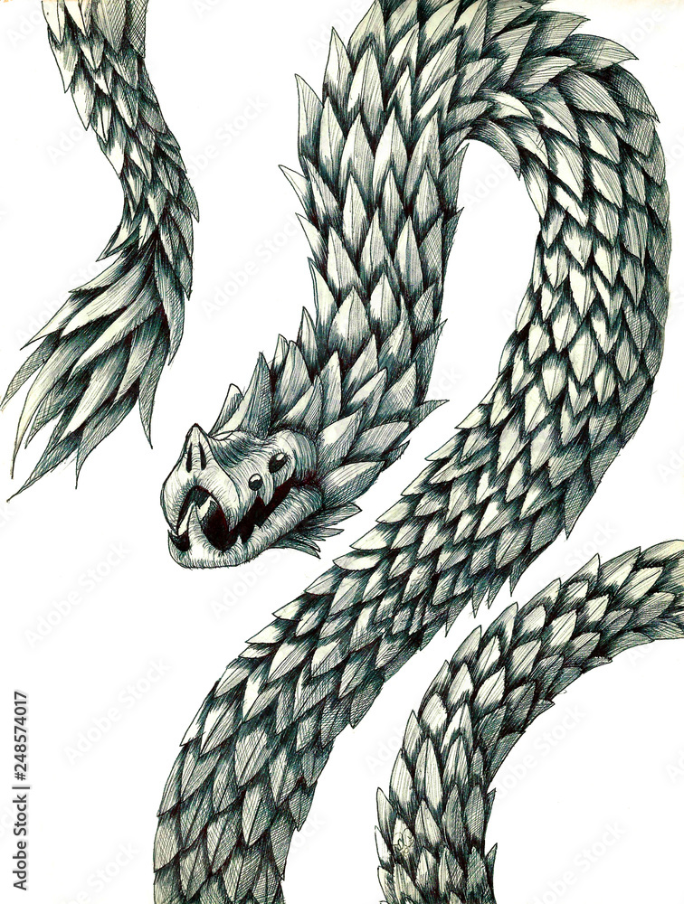 Quetzalcoatl Drawing Stock Illustration Adobe Stock