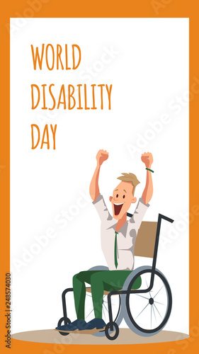 Exited Disabled Office Worker Sit in Wheelchair