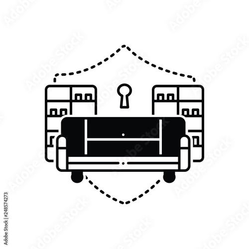 Black solid icon for home contents insurance