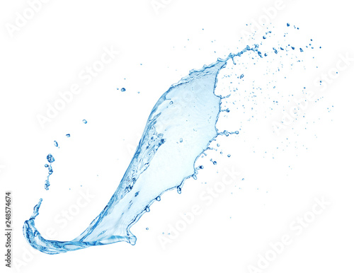 blue water splash isolated on white background