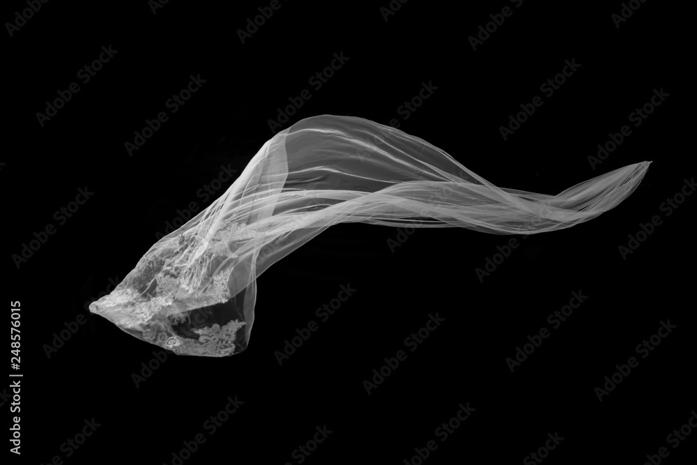 Naklejka premium White Veil flounce on Black background