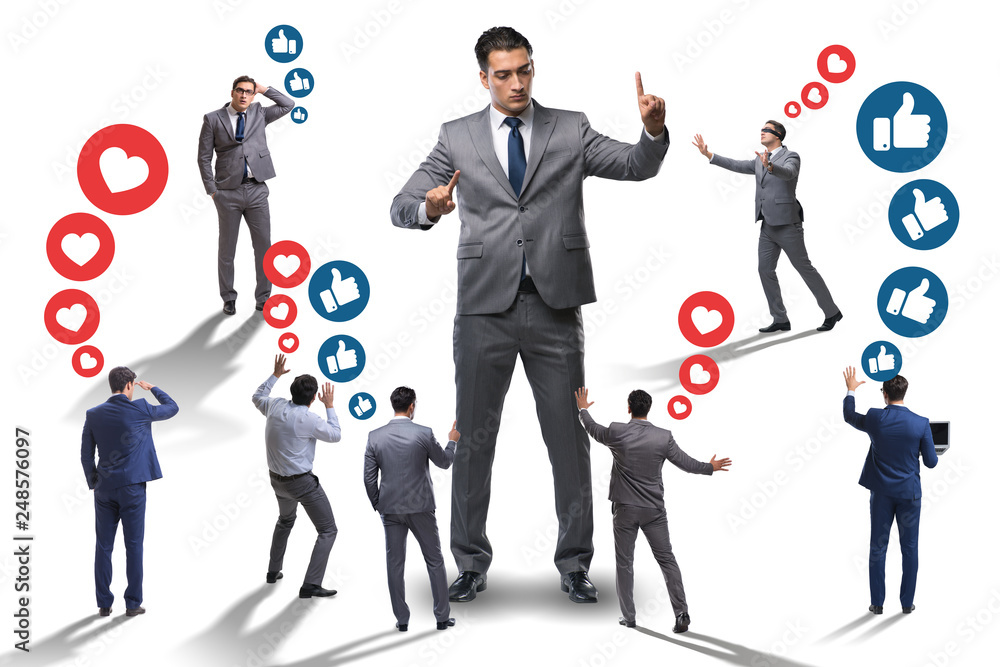 Concept of social networks with businessmen Concept of social networks with businessmen
