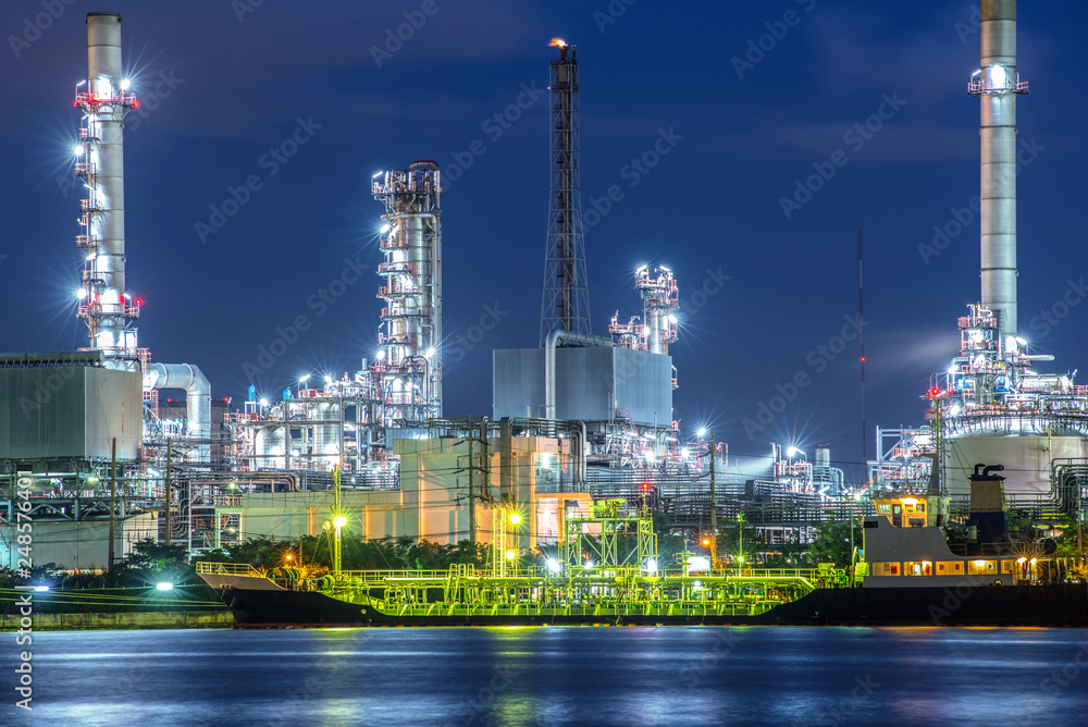 Oil refinery factory at twilight Bangkok Thailand
