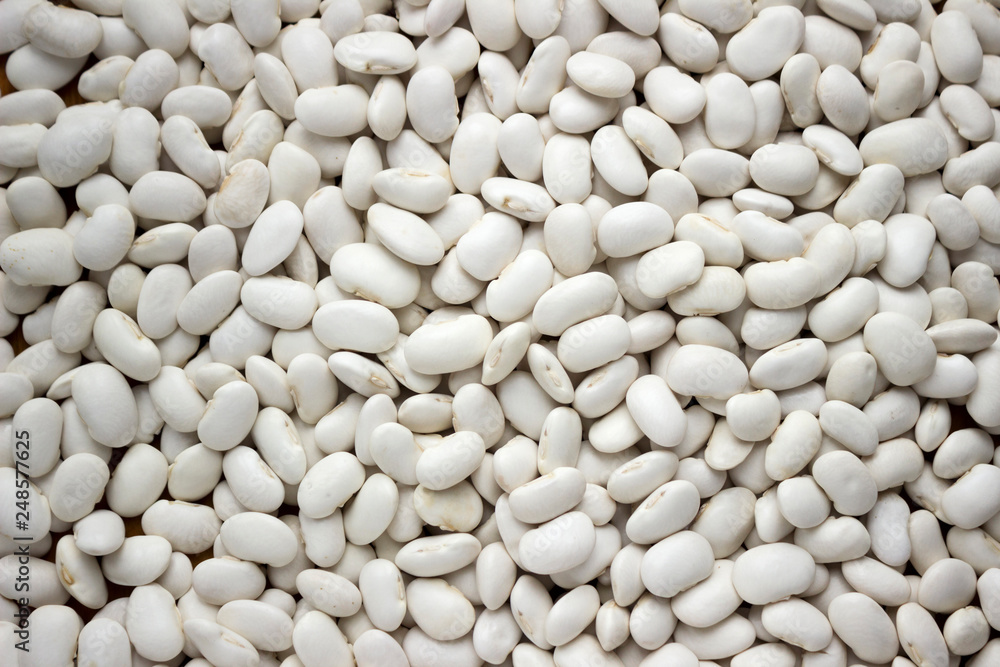 Lots of white large beans, top view, background. Legumes. Lots of white large beans, top view, background. Legumes.