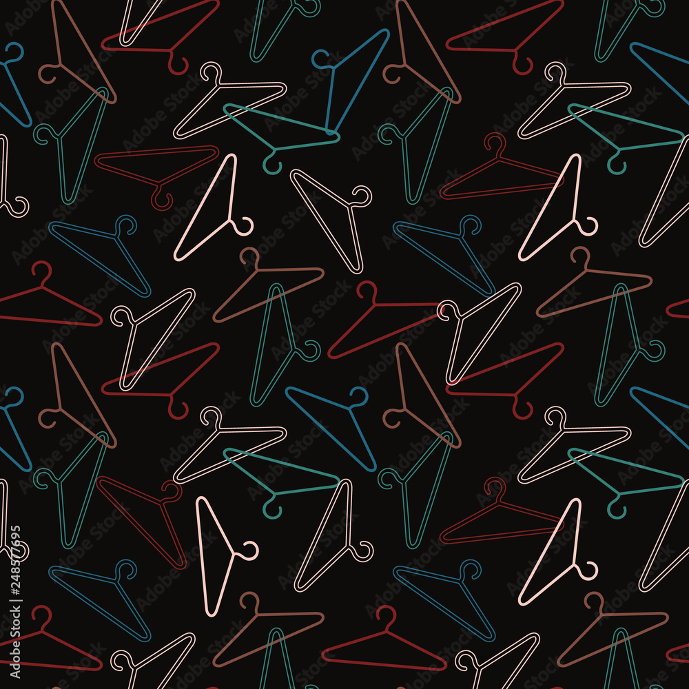 Seamless pattern. Hangers on a black background. Vector illustration Seamless pattern. Hangers on a black background. Vector illustration