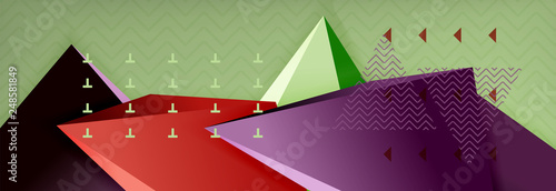 3d triangular shapes geometric background. Origami style pattern with triange shapes for decorative design. Poster design. Line design. Modern presentation template