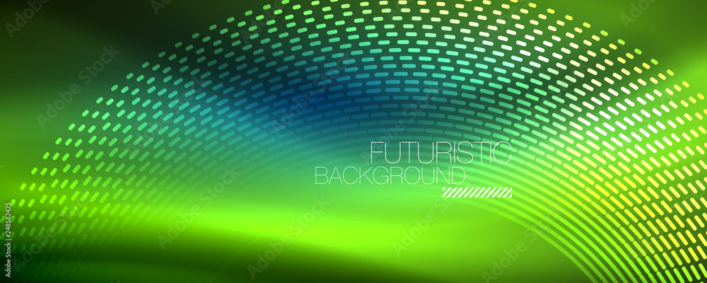 Glowing light particles in dark neon space, magic glow shiny abstract background Glowing light particles in dark neon space, magic glow shiny abstract background