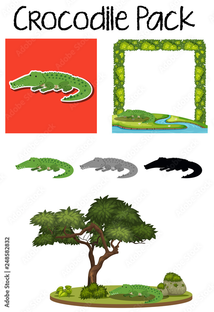 A pack of crocodile character A pack of crocodile character