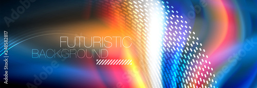 Fluid colors mixing glowing neon wave background, holographic texture
