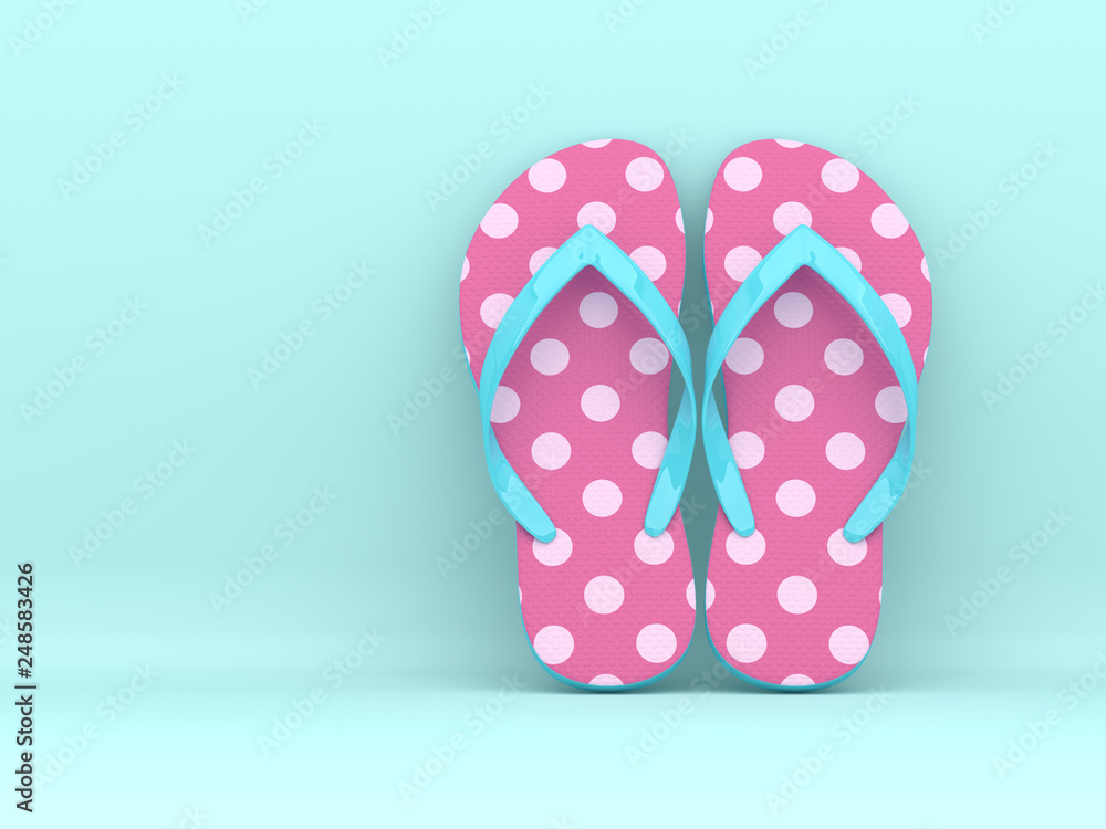 3d render of flip flops over light blue 3d render of flip flops over light blue