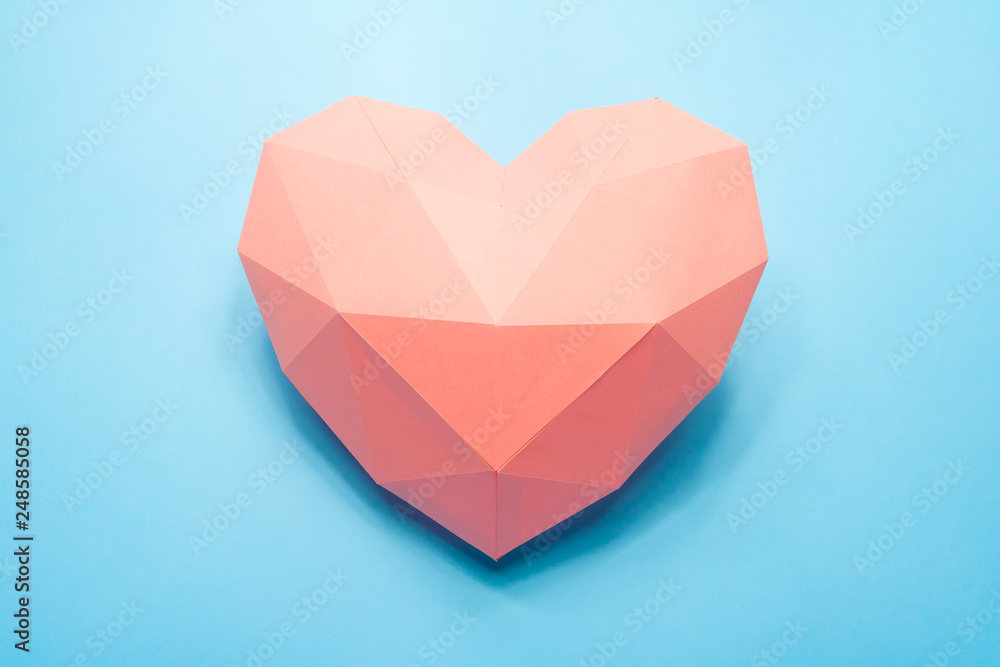 custom made wallpaper toronto digitalPaper hearth with shadow. Pink polygonal paper heart for