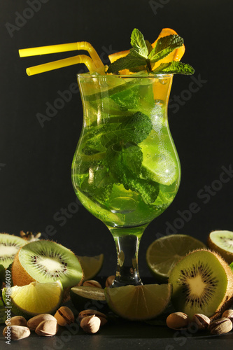 Mojito cockail against dark background	 photo