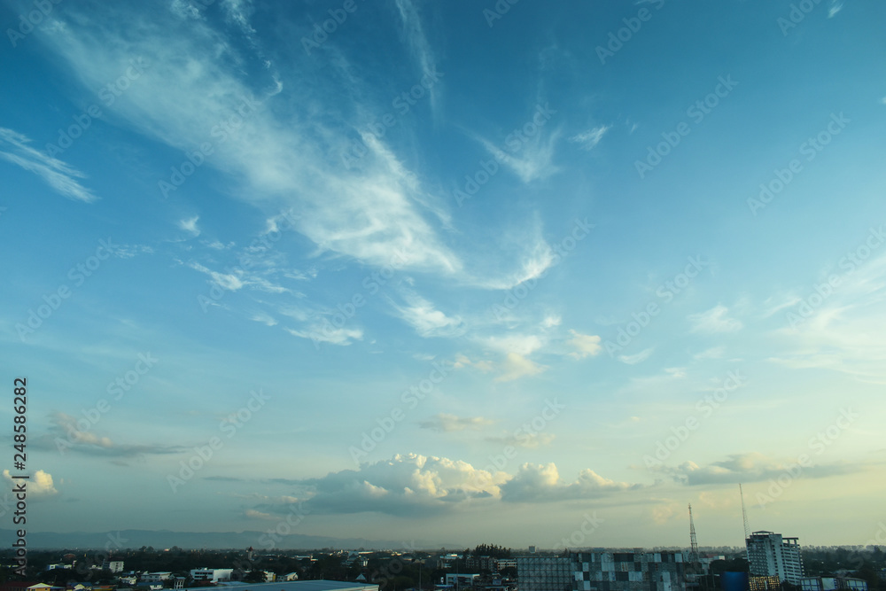 sky and cloud above the town