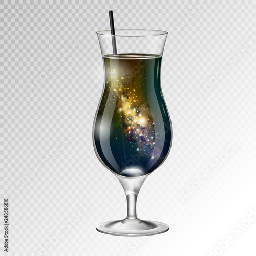 Vector illustration of realistic cocktail tequila sunsire glass with space background inside