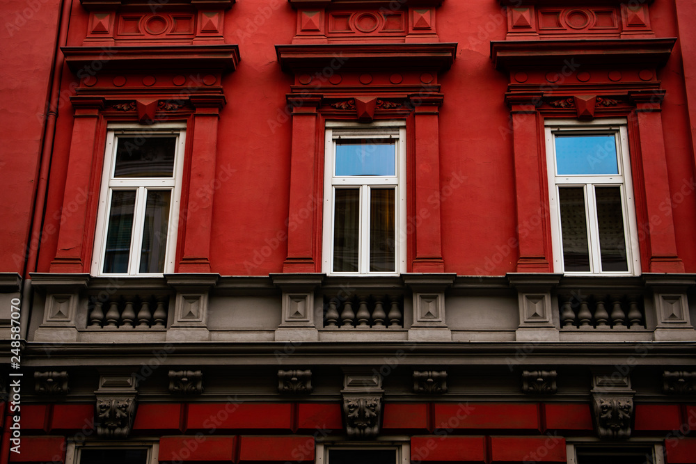 Fototapeta premium Facade of the red house in Graz, Austria