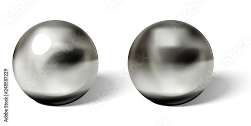 Steel balls on white surface realistic vector