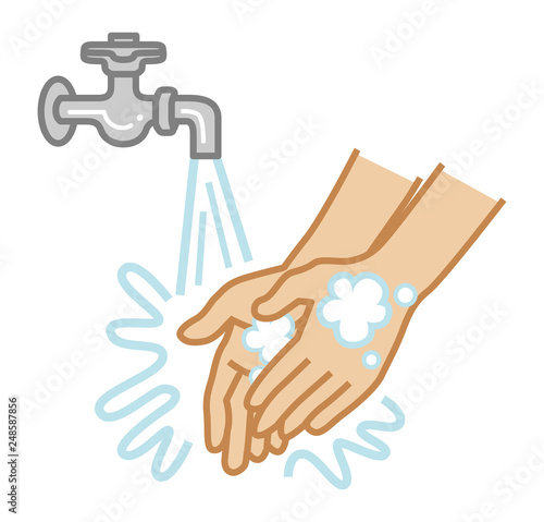 Hand washing concept art - Simple Cartoon style