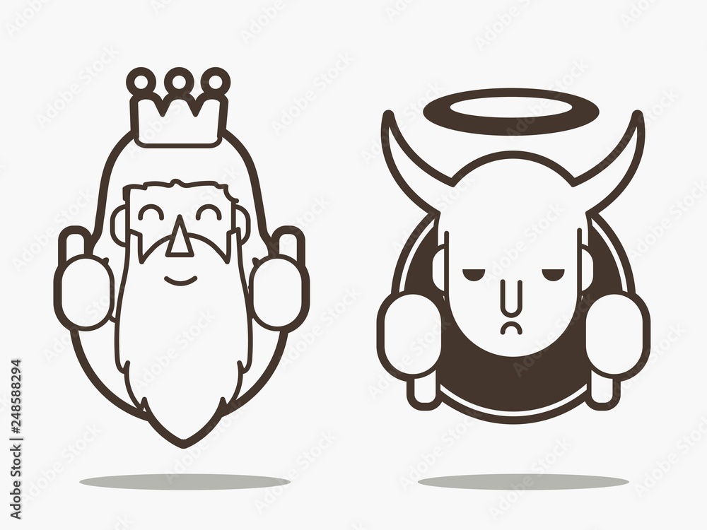 Good and bad, God and devil cartoon graphic vector Stock Vector | Adobe  Stock