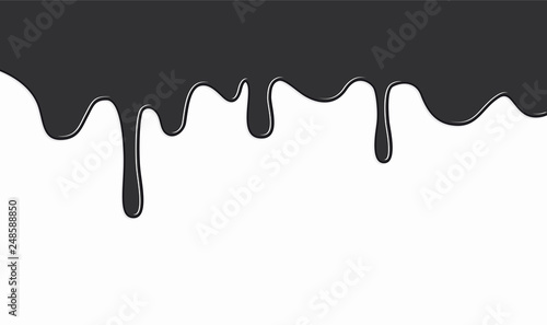 Black paint dripping, abstract blob. Vector illustration.