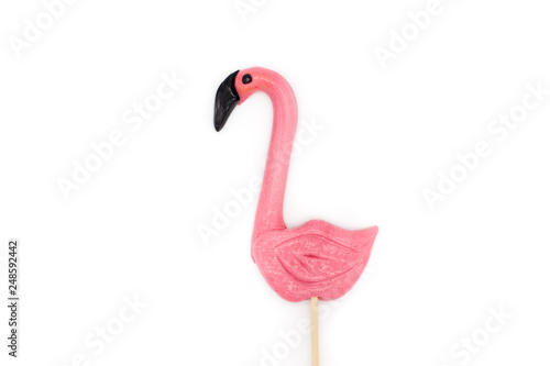 Lollipop in the form beautiful flamingo