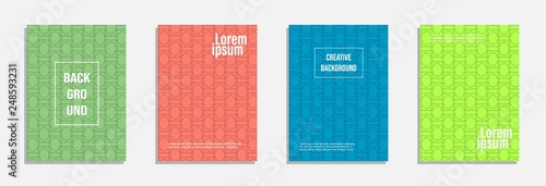 Colorful and modern cover design. Set of geometric pattern background